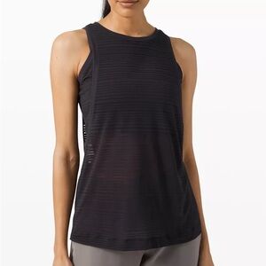 Lululemon Clear and Present Muscle Tank Top Black Semi Sheer Yoga Activewear Sz6